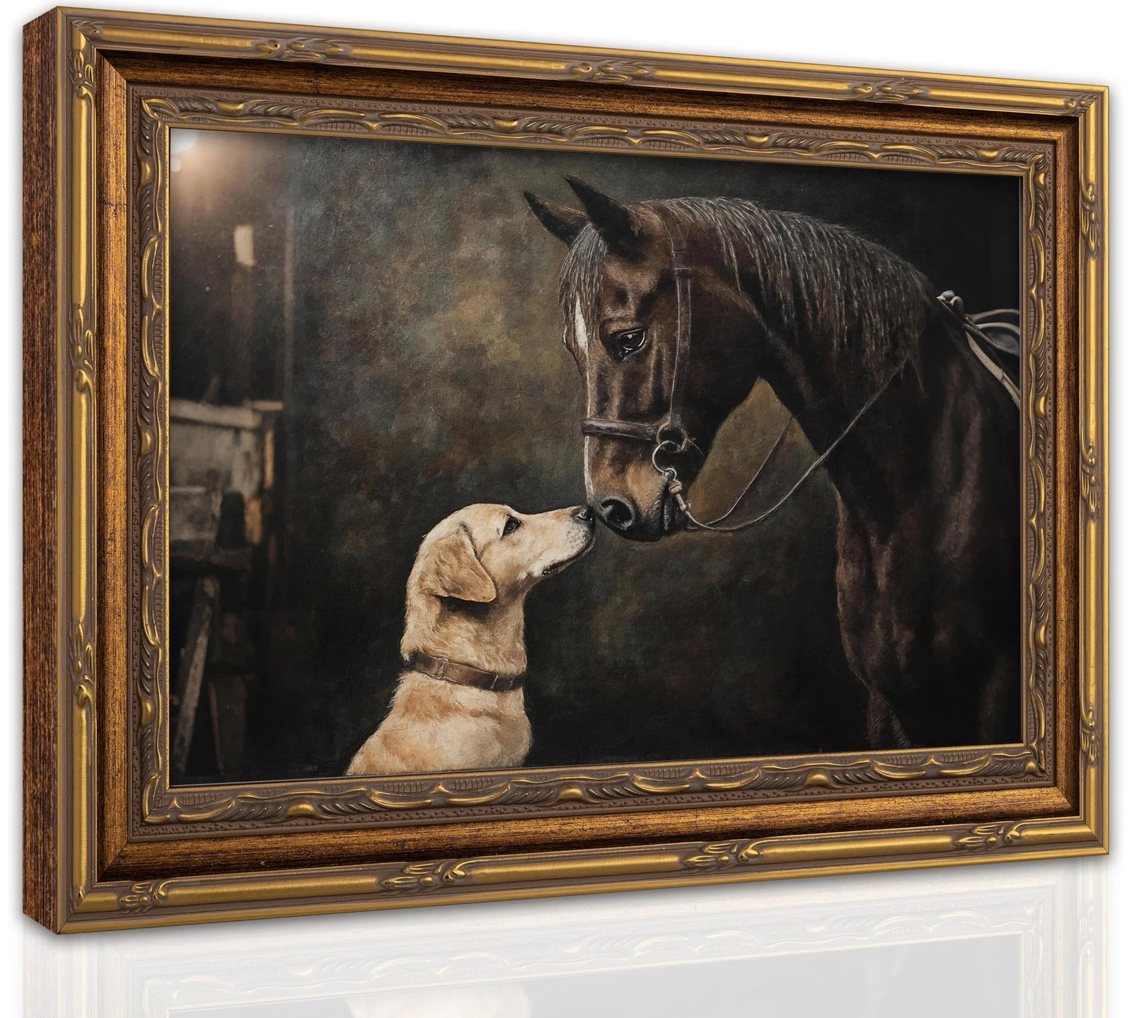 Gold Framed Vintage Horse And Dog Canvas Wall Art Rustic Farmhouse Retro Anim...
Opens in a new wind