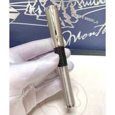 Montblanc Silver Carbon Fiber Fountain Pen Luxury Executive Writing Rare Auction
