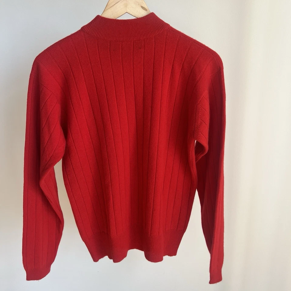Suéter Vintage Randall Roy William Kasper 100% Cachemira Rojo Talla Pequeña Navidad Foto 4 de 4