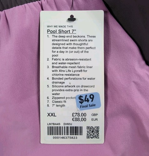 Pantalones Cortos de Piscina Lululemon Para Hombre 7” Dalia Malva DHMU Talla: XXL Rosa Púrpura NUEVO CON ETIQUETAS - Imagen 5 de 14