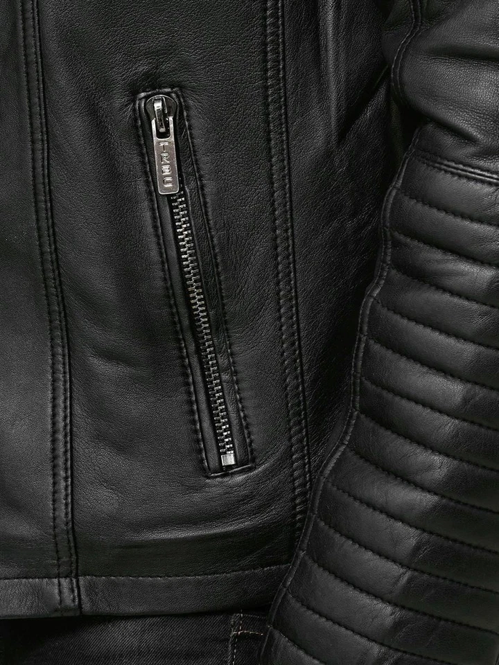 Redbridge Herren Jacke Kunst- Lederjacke Bikerjacke Übergangsjacke Schwarz M6013 - Bild 4 von 4