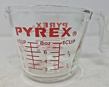 VTG PYREX One Cup Glass Measuring Cup Metric Ounces Red Letters #508 USA Exc