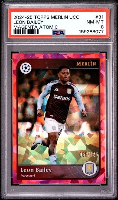 2024 Topps Merlin UCC Leon Bailey /125 Magenta Atomic Refractor #31 PSA 8 NM-MT