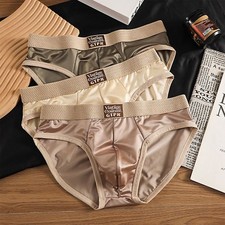 Men Satin-like Smooth Ice Silk Underwear Briefs Breathe Quick Drying Underpants