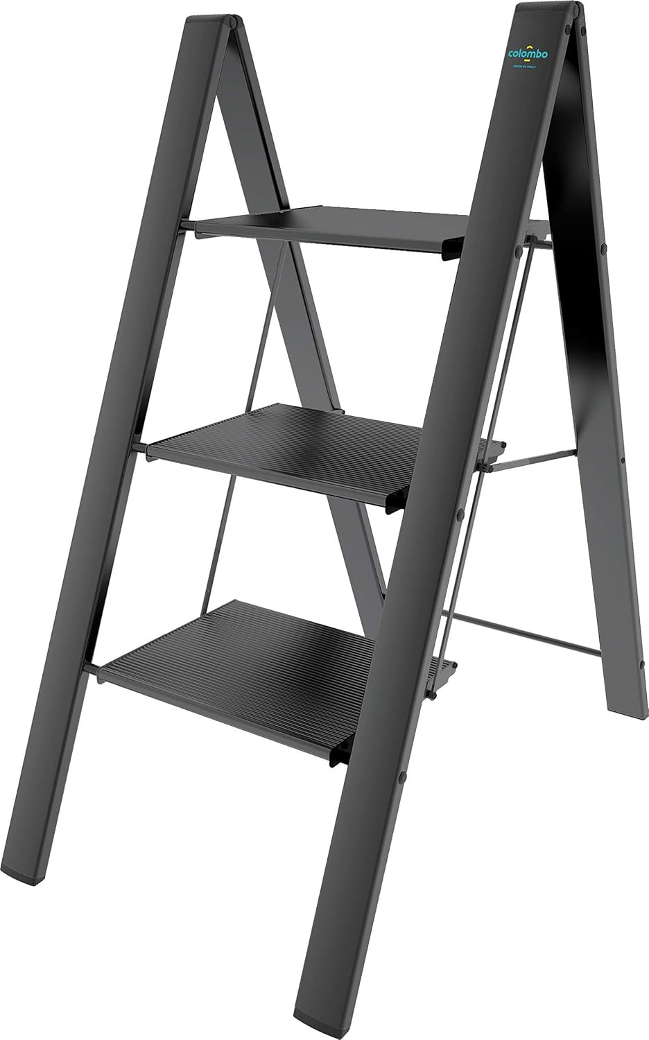 Scala Pieghevole 3 Gradini LEONARDO - Design Ultrapiatto in Alluminio