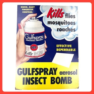 1950s Gulf Gulfspray Insect Bomb Vintage Advertising 29'' Cardboard Easel Display