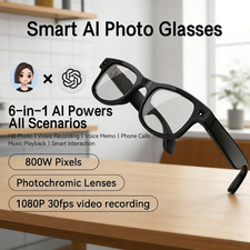 AI Smart Glasses 8MP Camera 4k HD Video Real-Time Translation Image Recognition