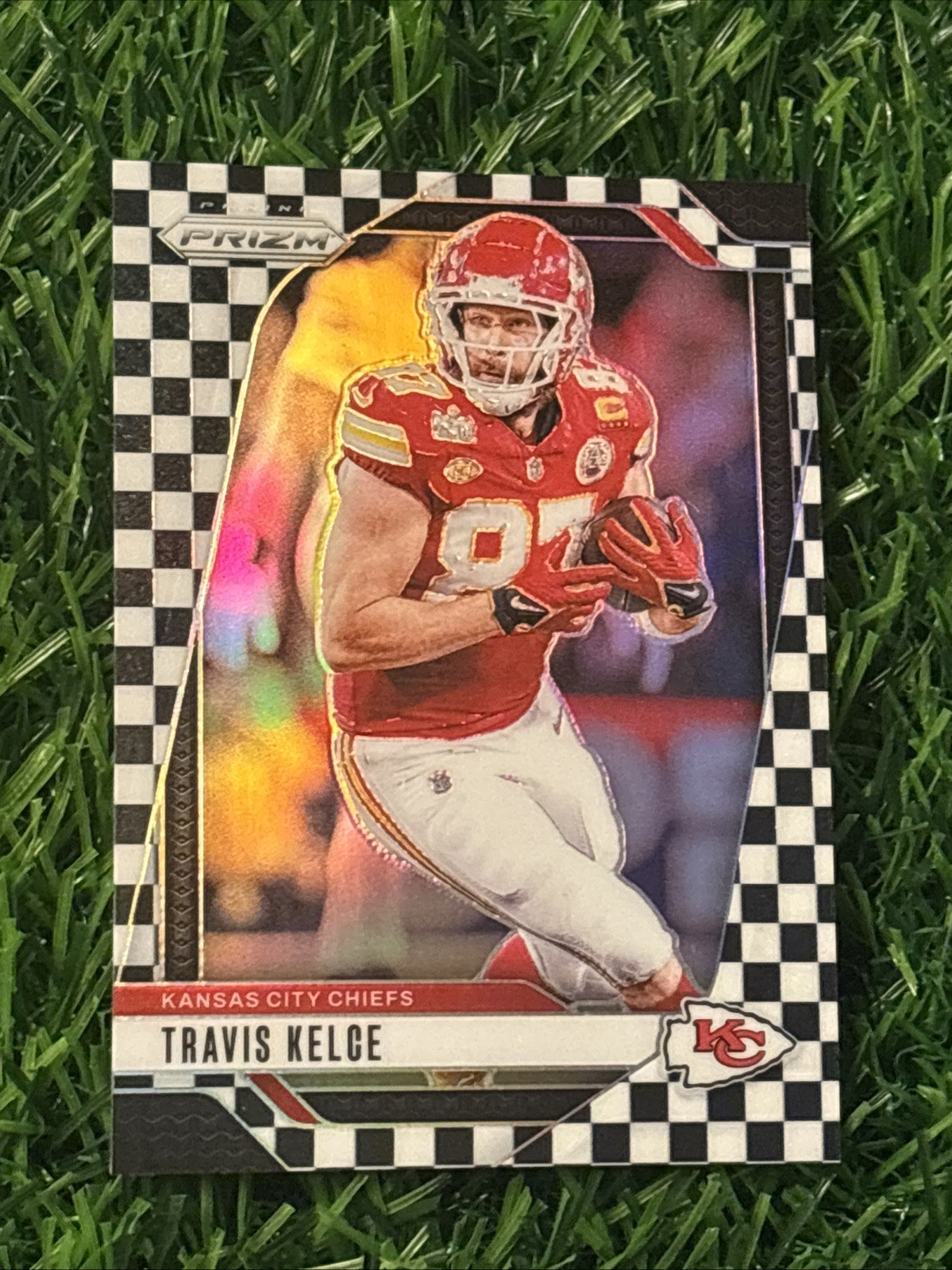 2024 Panini Prizm Travis Kelce #140 Black & White Checker Prizm Chiefs