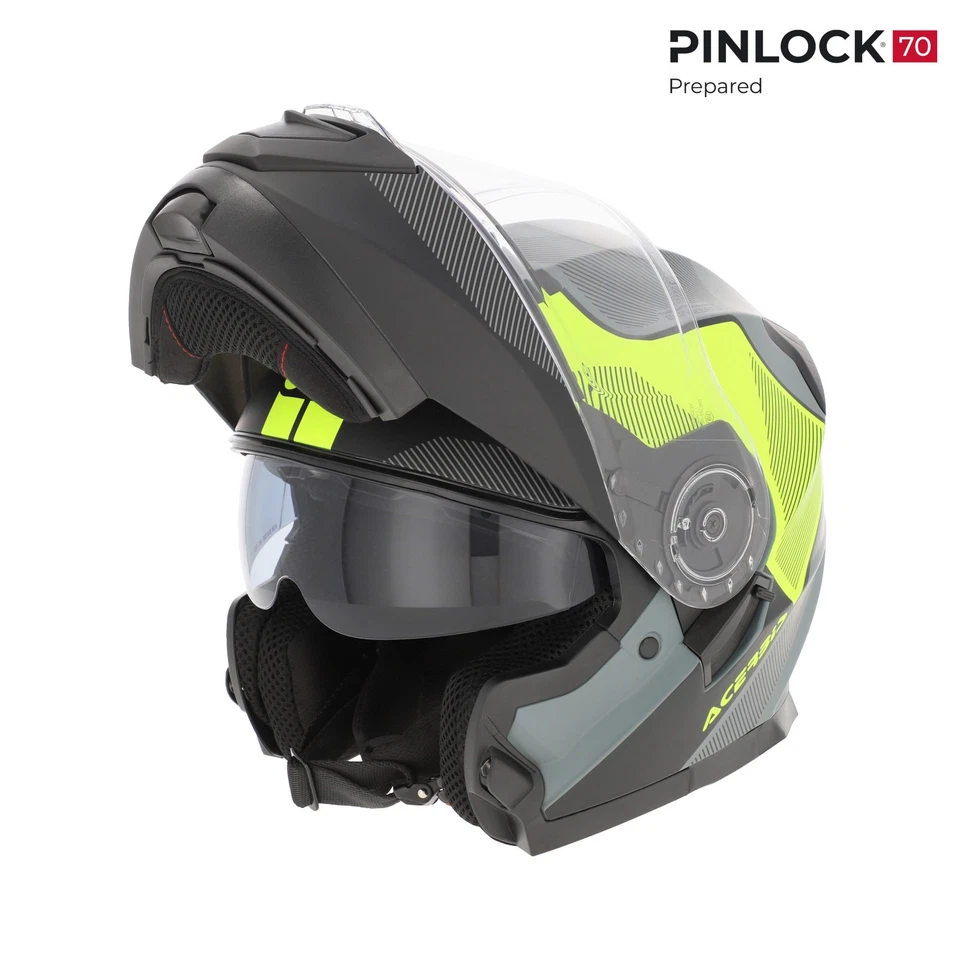 Casque Modulaire Ouvrable Acerbis Serel 2206 Noir Jaune Fluo Taille XS S M L XL - Photo 1/4