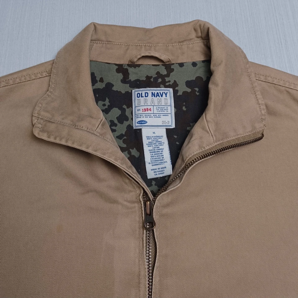 Jaqueta Bombardeiro Vintage Marinha Antiga Meninos XL Cáqui Tan Preppy Y2K - Imagem 4 de 4