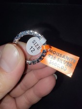 925 Sterling Silver Moissanite Eternity Band Round Cut 2.75ctw 3mm Size 12