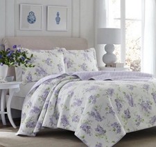 Laura Ashley  TWIN  Keighley Reversible Quilt Set Purple  100 Cotton