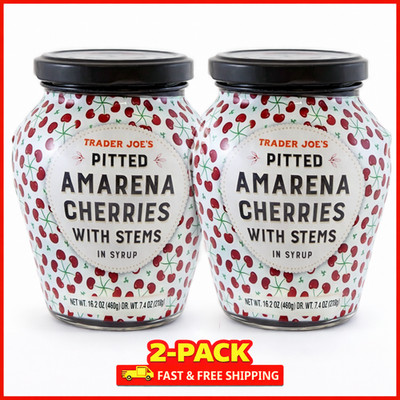 2-Pack Trader Joes pitted Amarena Cherries with Stems