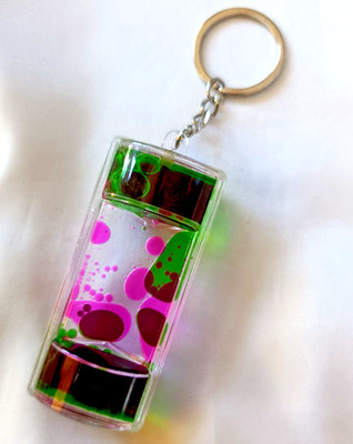 Minkaklecks 1x Öl in Wasser Tropfen  Sanduhr  8cm  GRÜN-PINK  Schlüsselanhänger