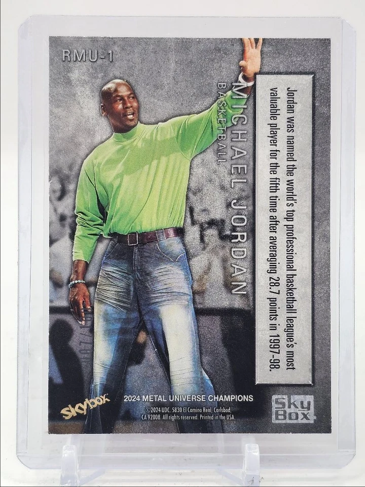 MICHAEL JORDAN 2024-25 SKYBOX METAL UNIVERSE METAL RED PMG /100 Q3474 - Image 2 of 2