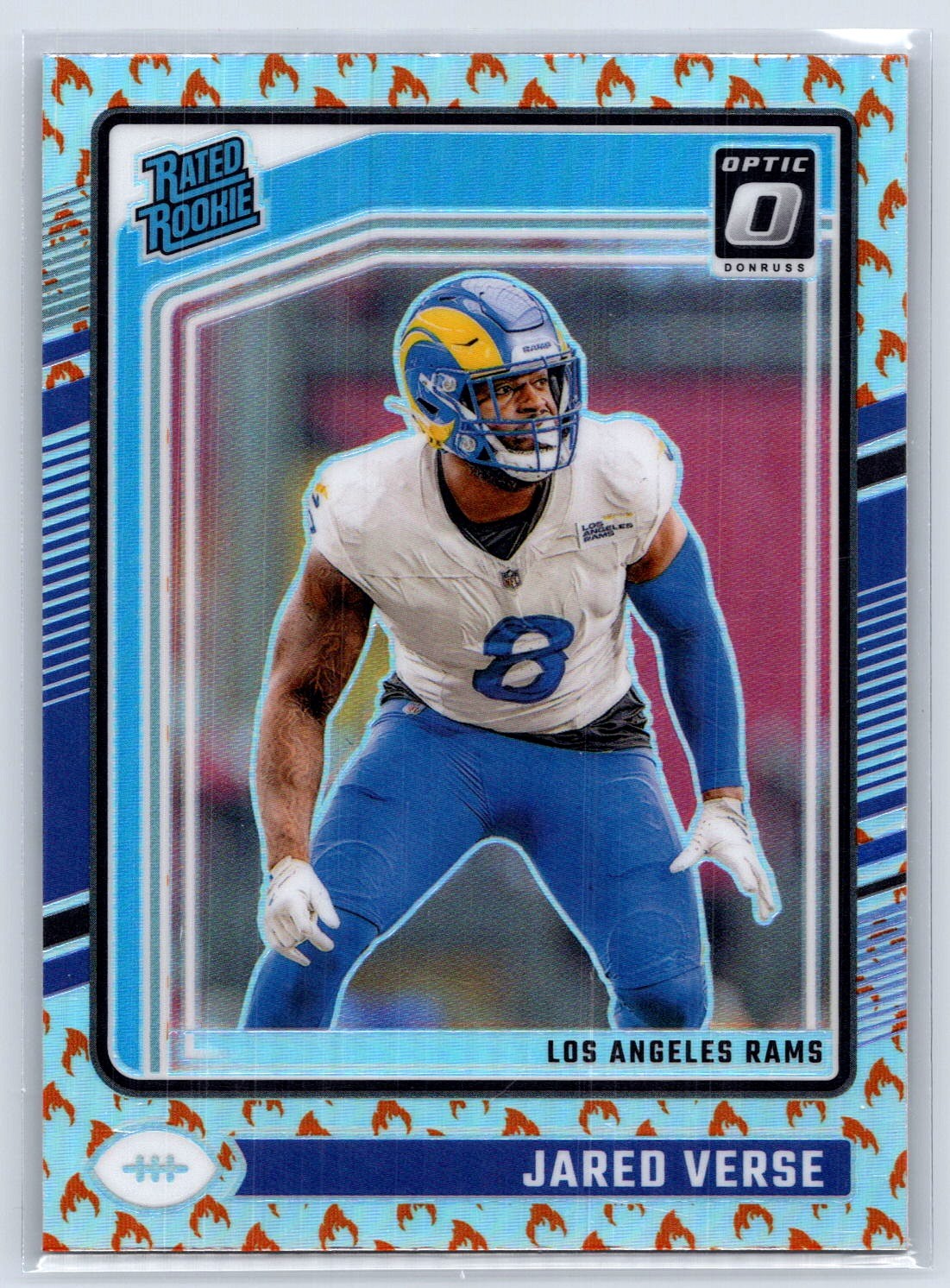 2024 Donruss Optic #242 Jared Verse Fire Emoji Rated Rookie SSP Rams