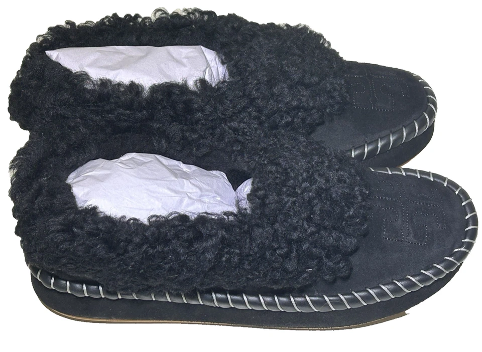 Zapatillas Tory Burch para mujer talla 10 de piel de oveja natural perfectas de gamuza negra sin cordones Foto 2 de 4