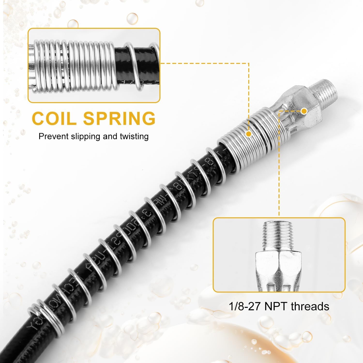 Grease Gun Accessory Kit, 18 Inch Spring Flex Hose with Coupler... 