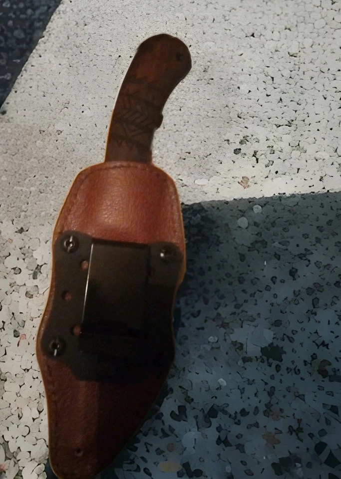 Cuchillo de hoja fija Winkler mango de madera de arce esculpido con funda/caja/excelente estado  Foto 4 de 4