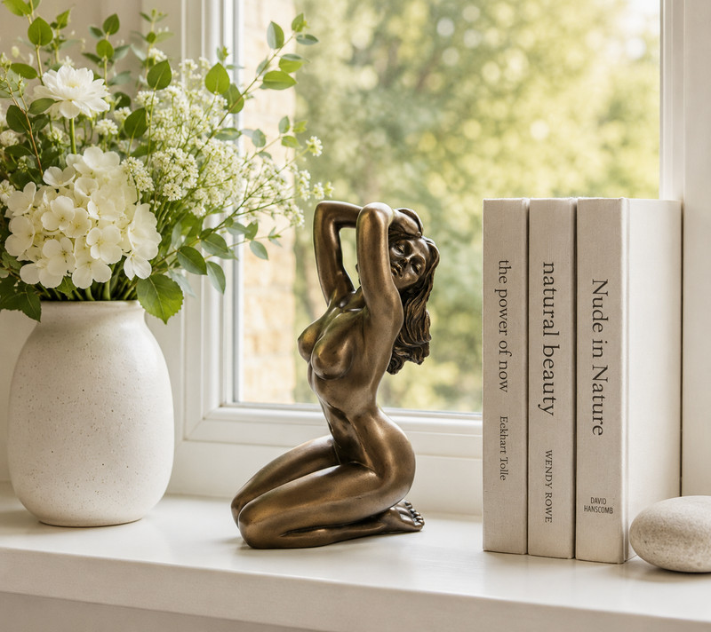 Artistic Nude Female Sculpture Statue Bronze Finish Resin Figurine Gift Boxed