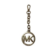 Michael Kors Key Chain Hanging Purse Bag Charm MK Logo Circular Fob Gold Tone