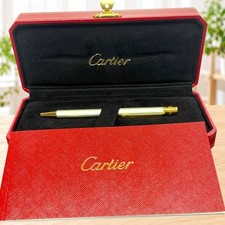 Santos de Cartier ST150192 Ballpoint Pen Silver Gold Black Ink Box w/ Manual