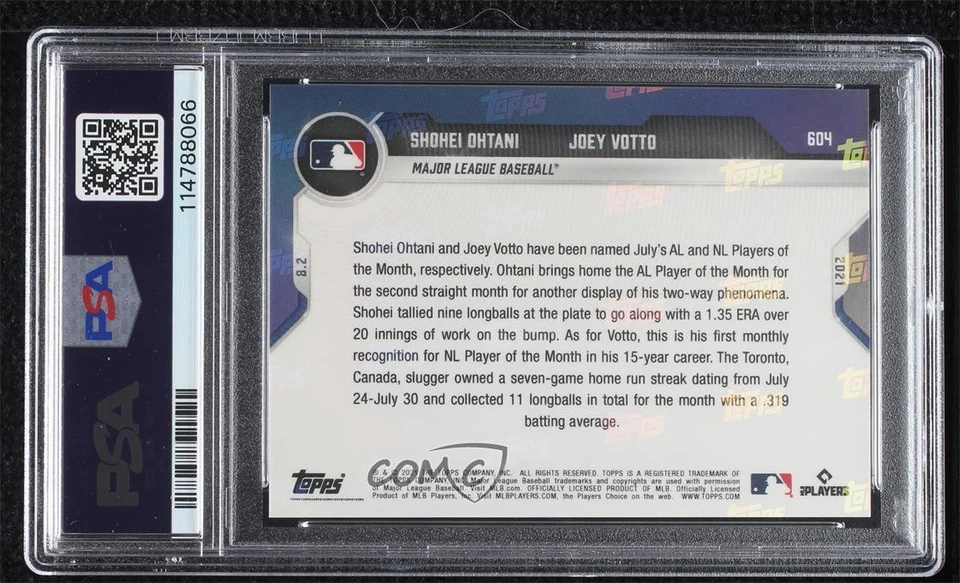 2021 Topps Now /2437 Shohei Ohtani Joey Votto #604 PSA 10 GEM MT - Image 2 of 2