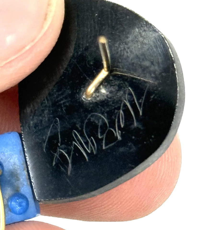 Vintage Modernist Statement Earrings Signed Blue Black Gold Geometric Shapes Art - Image 4 of 4