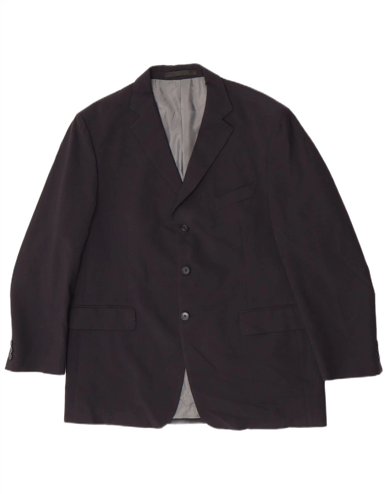 Marks & Spencer Mens 3 Button Blazer Jacket UK 44 2XL Navy Blue Polyester BN15