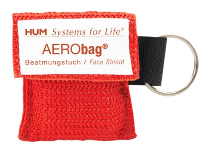 AEROBAG 1 Beatmungstuch rot Softcase Schlüsselanhänger wie Taschenmaske Beatmungsmaske