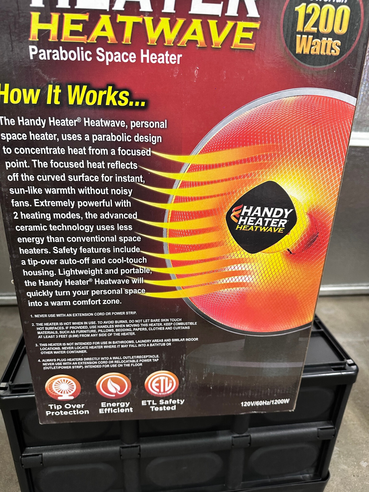 BRAND NEW Handy Heater Heatwave Portable with Parabolic Space Heating Technology