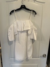 Amanda uprichard marise white cold shoulder ruffle dress sz medium