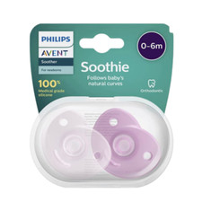 AVENT Soothie 0-6 Months Pink 2 Pack - Curved, Heart Shaped For Enhanced Comfort