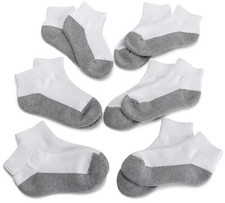 Big Boys Seamless-Toe Quarter Athletic Socks Pack of 6 Sports Crew Socks