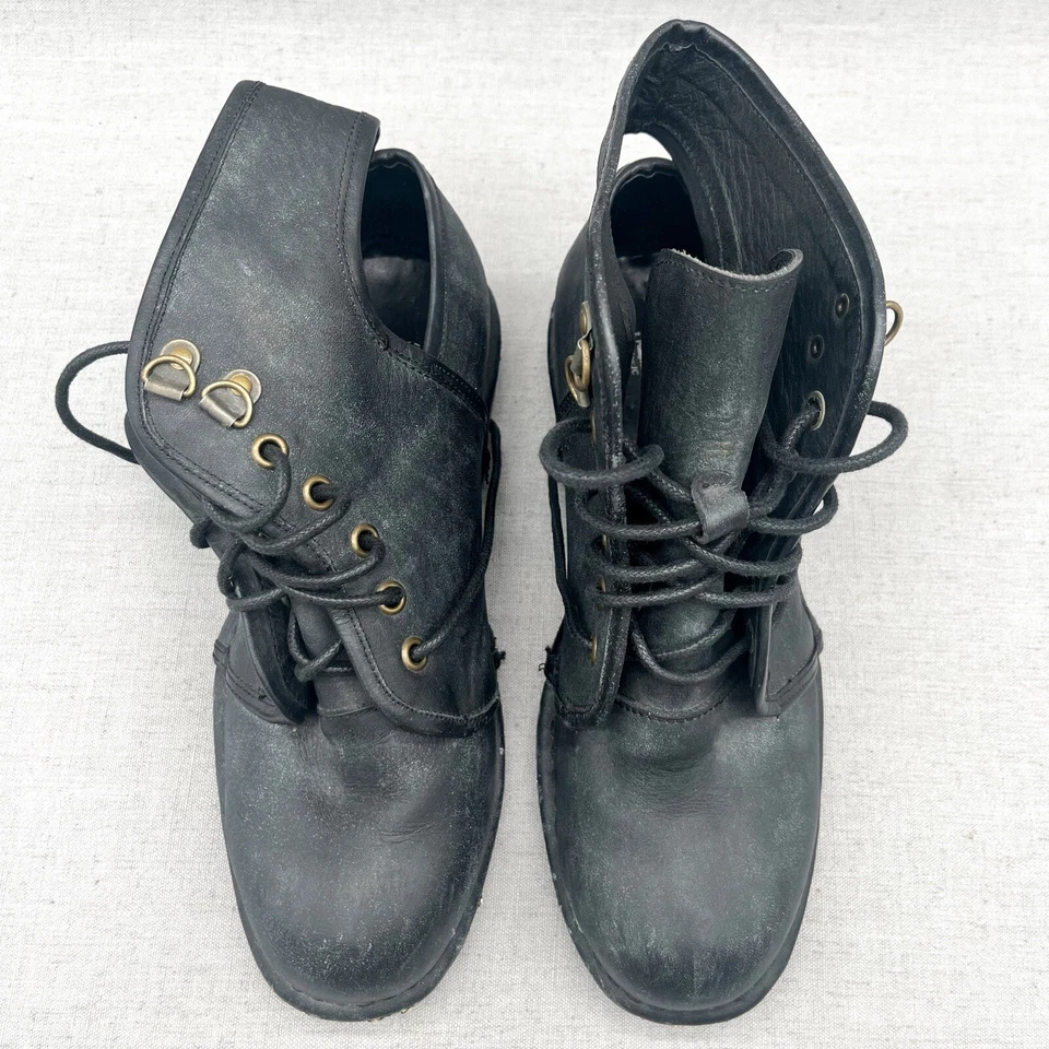 Jeffrey Campbell Mujer 8 Rosie Recorte Botas de Combate Zapato Negro Botín Envejecido Foto 4 de 4