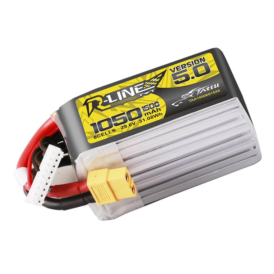 2X Tattu R-Line 1050mAh 150C 29.6V 8S Lipo Battery XT60 For FPV Racing Quadcopte - Image 4 of 4