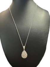 Pear Cut Brilliant 1 ctw Diamond Necklace 925 Sterling 18 Inch Chain