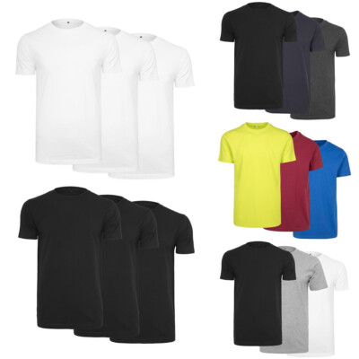 Build Your Brand T-Shirt Round Neck 3-Pack T-Shirt Oberteil Shirt Basic Cotton 