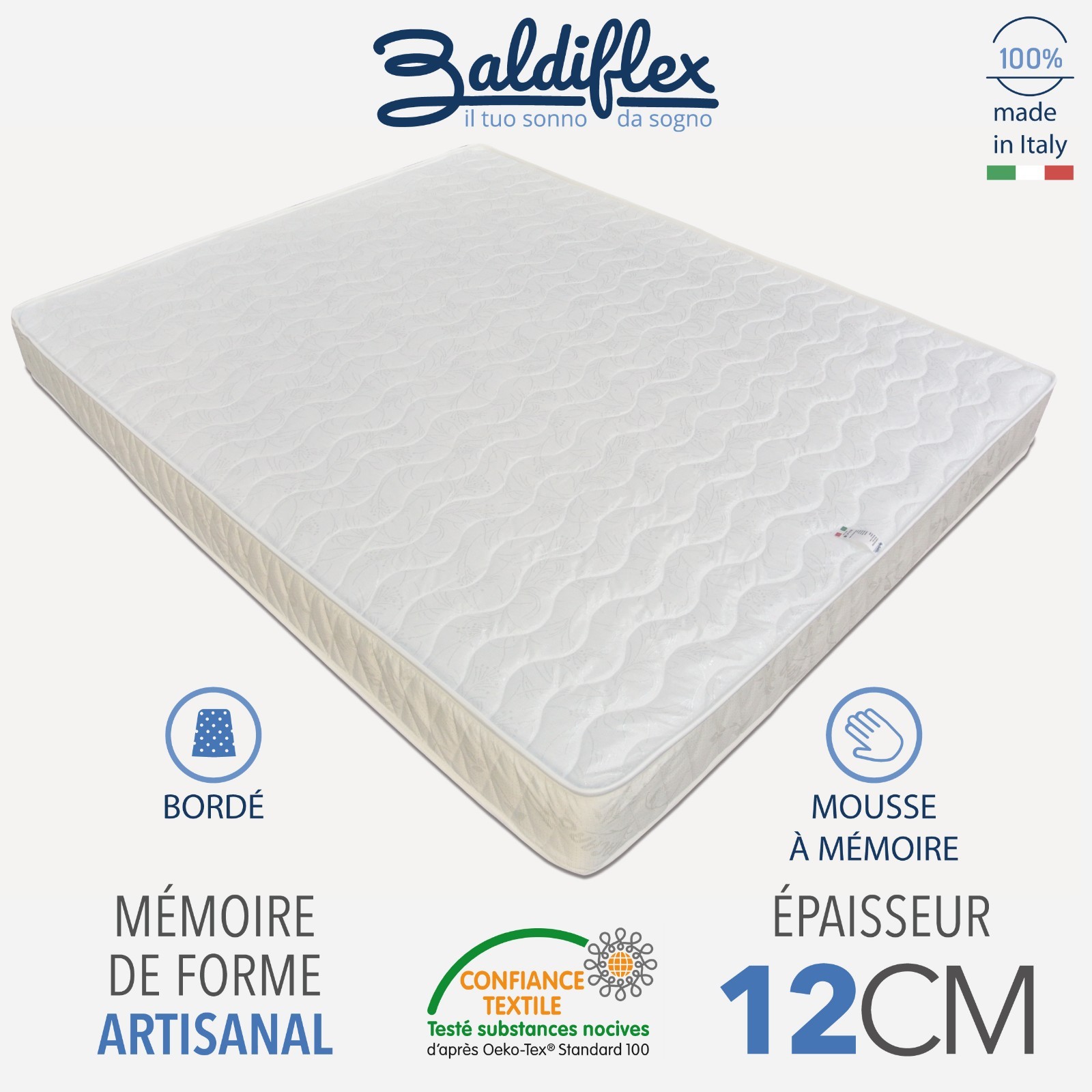 Matelas 140x190 cm orthopédique Easy Small Memory soulageant le mal de dos en coton