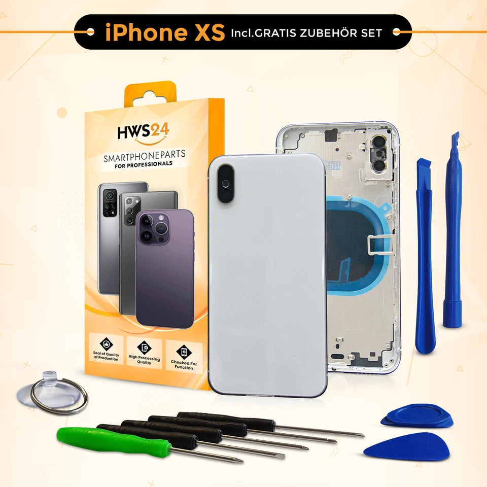 HWS24 Backcover für iPhone XS Weiß Gehäuse Rückseite Rahmen Glas Frame Housing NEU