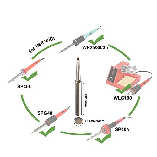 Quality ST Soldering iron Tips 3pcs Combo for Weller WLC100 SP40NKUS
