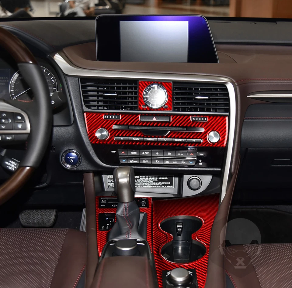 Kits de 20 piezas de molduras interiores completas de fibra de carbono roja para Lexus RX350 RX450H 2016-2019 Foto 2 de 4