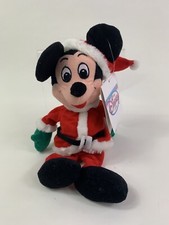 Disney Store Santa Mickey 8  Mini Bean Bag Plush New With Tags