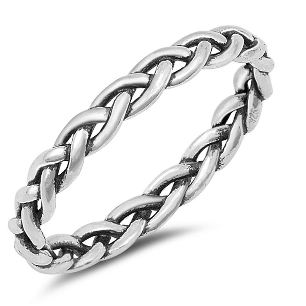 Sterling Silver Twisted Rope Ring Stackable Rope Ring | Sterling
