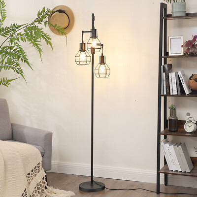 EDISHINE Dimmable Industrial Floor Lamp Tree Floor lamp with 3 LED Edsion Bulbs