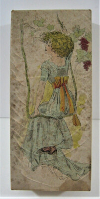 Vintage Victorian Girl On Swing Image Style Graphics Very Early Old Candy Box