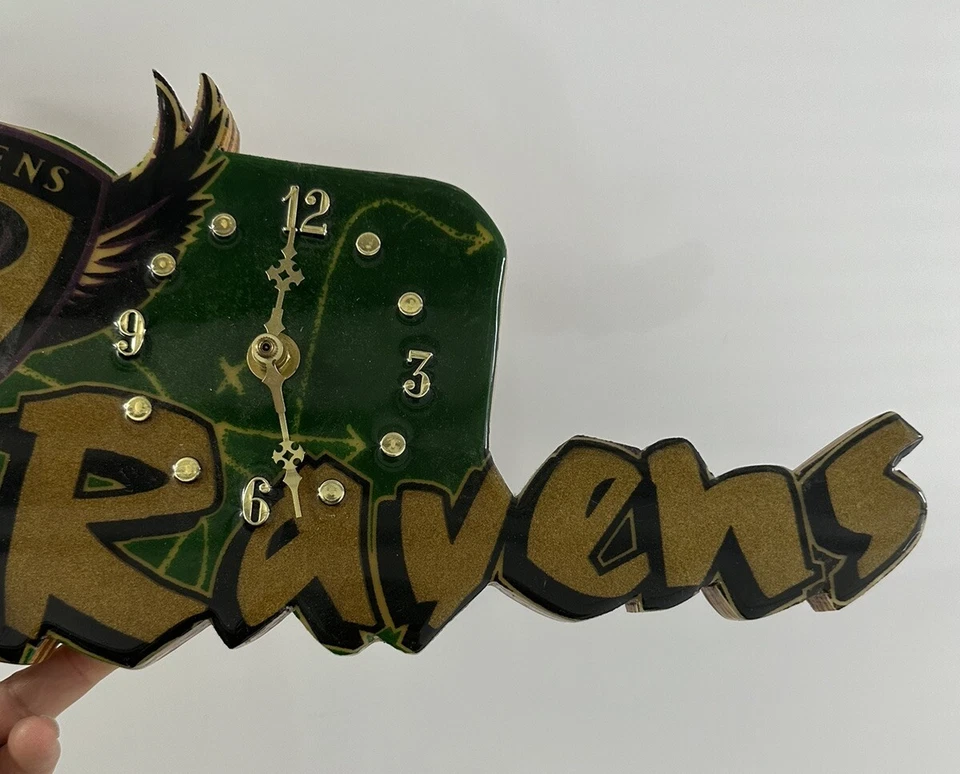 Baltimore Ravens Handcrafted Wall Clock Wooden Office Decor Untested - Image 4 of 4