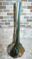 Murano Art Glass Stretch Vase, Multi-Colored, Beautiful  11"