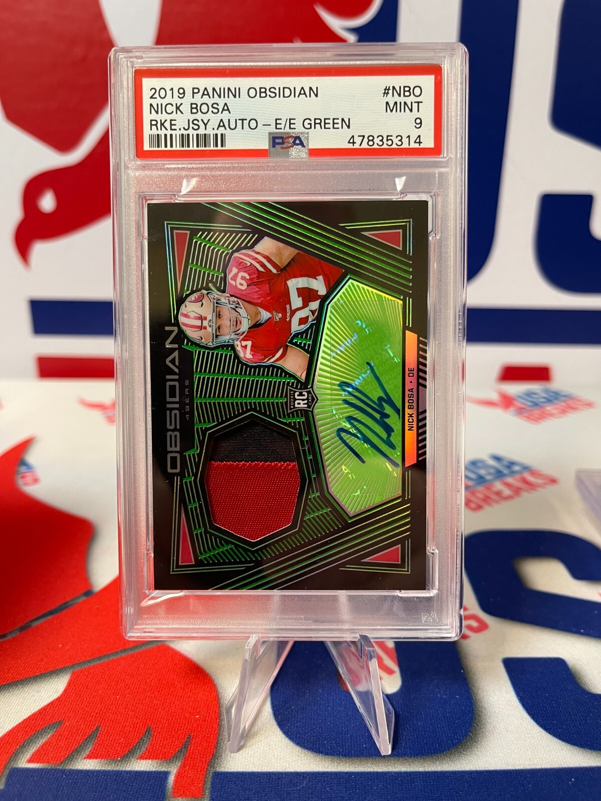 Nick Bosa Panini Obsidian Rookie Jersey Autos #NBO Electric Etch Green