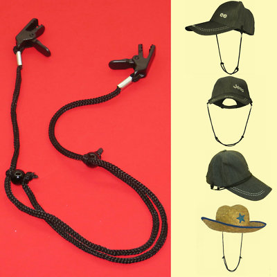 2× Windproof Adjustable Hat Clip Black Cap Hat Retainer for Fishing Outdoor